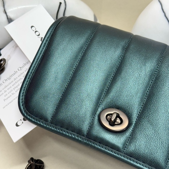 (new+tag) Coach Originals Quilties Dinkey Metallic Green Crossbody Bag - Picture 3 of 13